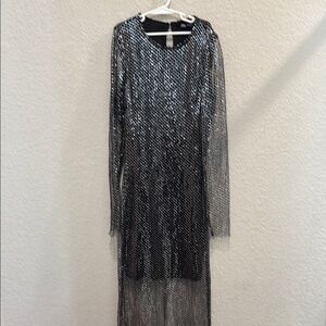 Zara fish net Elegant Black Sequin Dress size XS NWT
